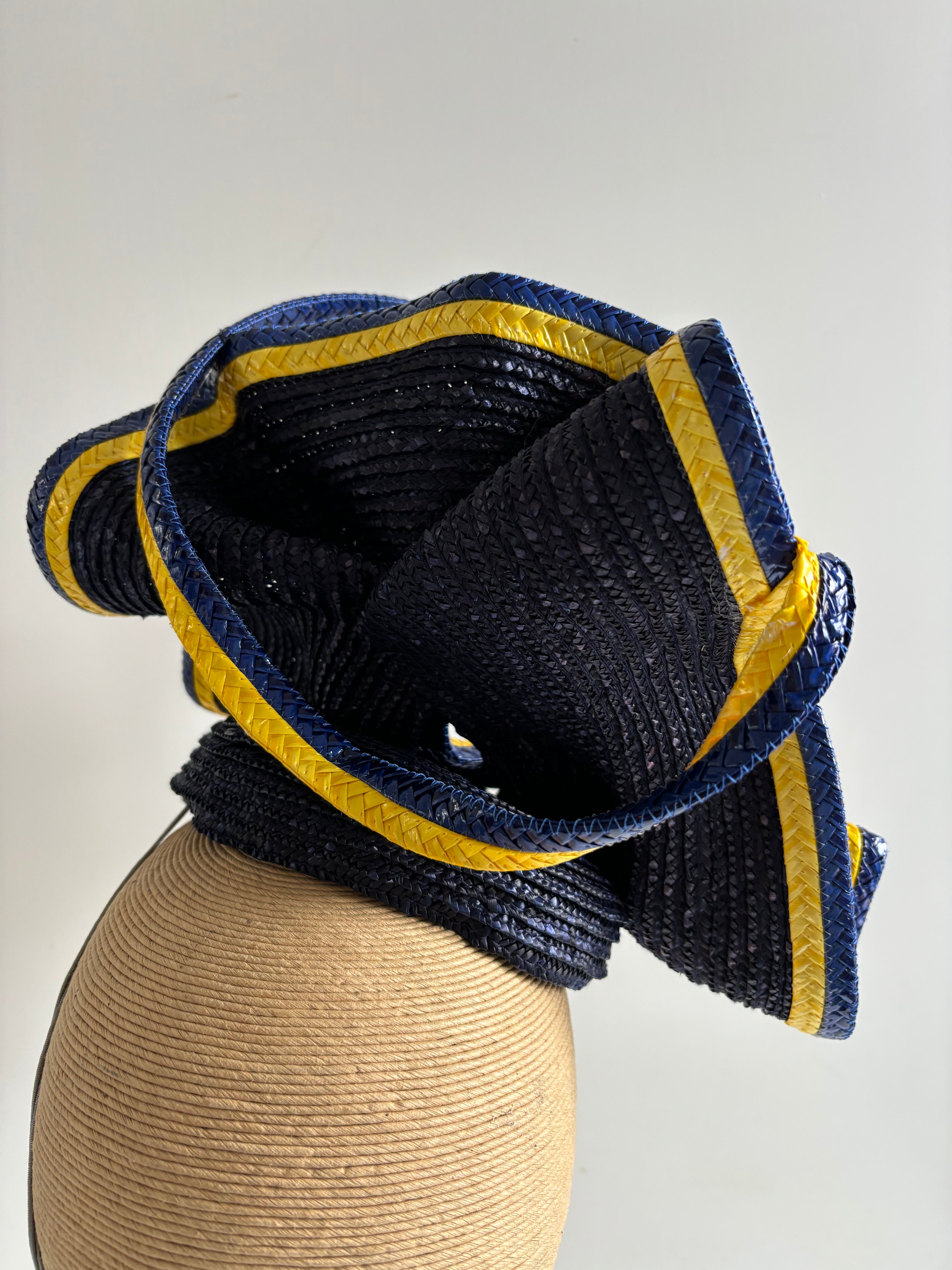 Navy & Yellow Statement Fascinator