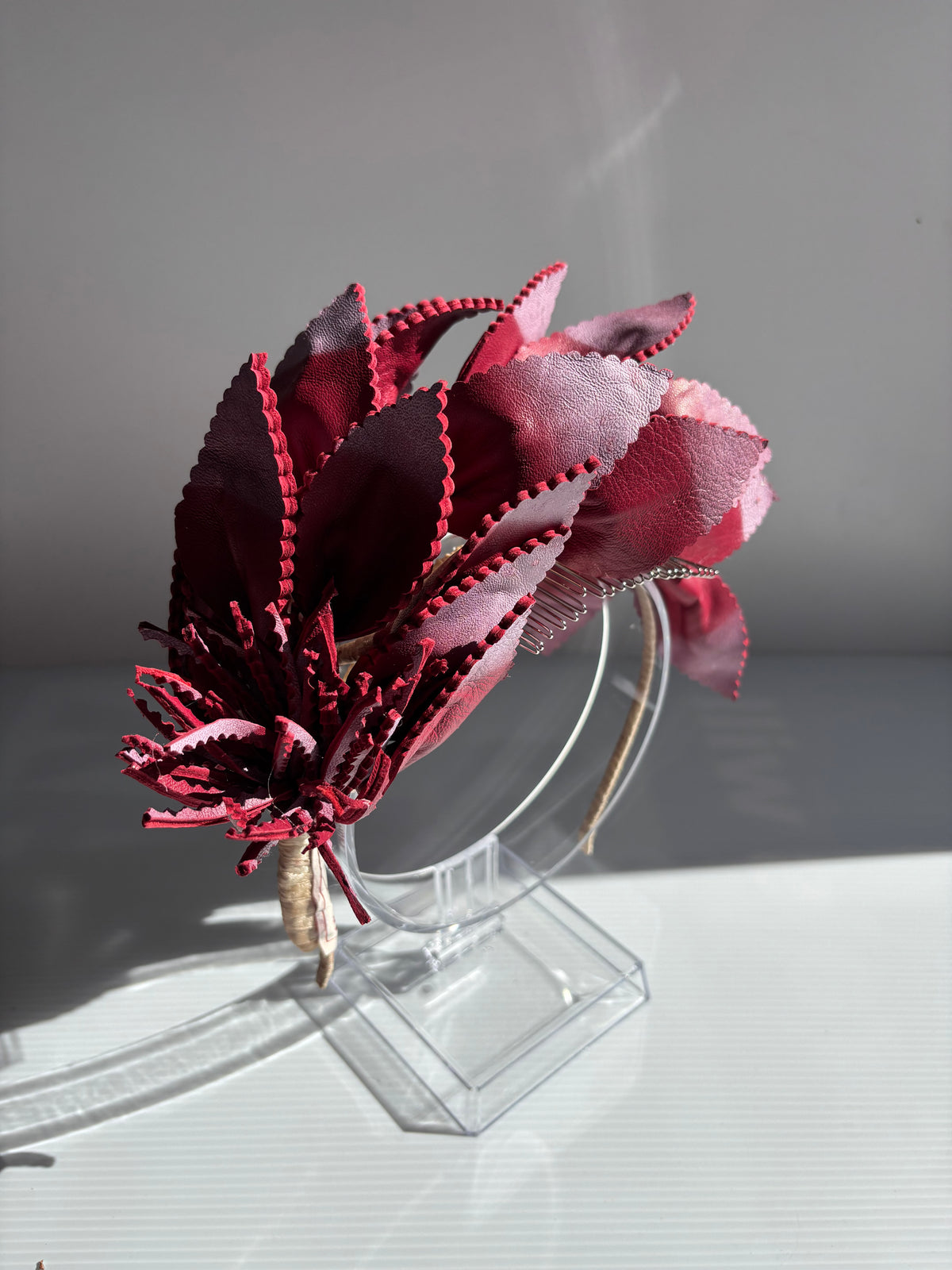 Leather Headpiece - Cherry Red