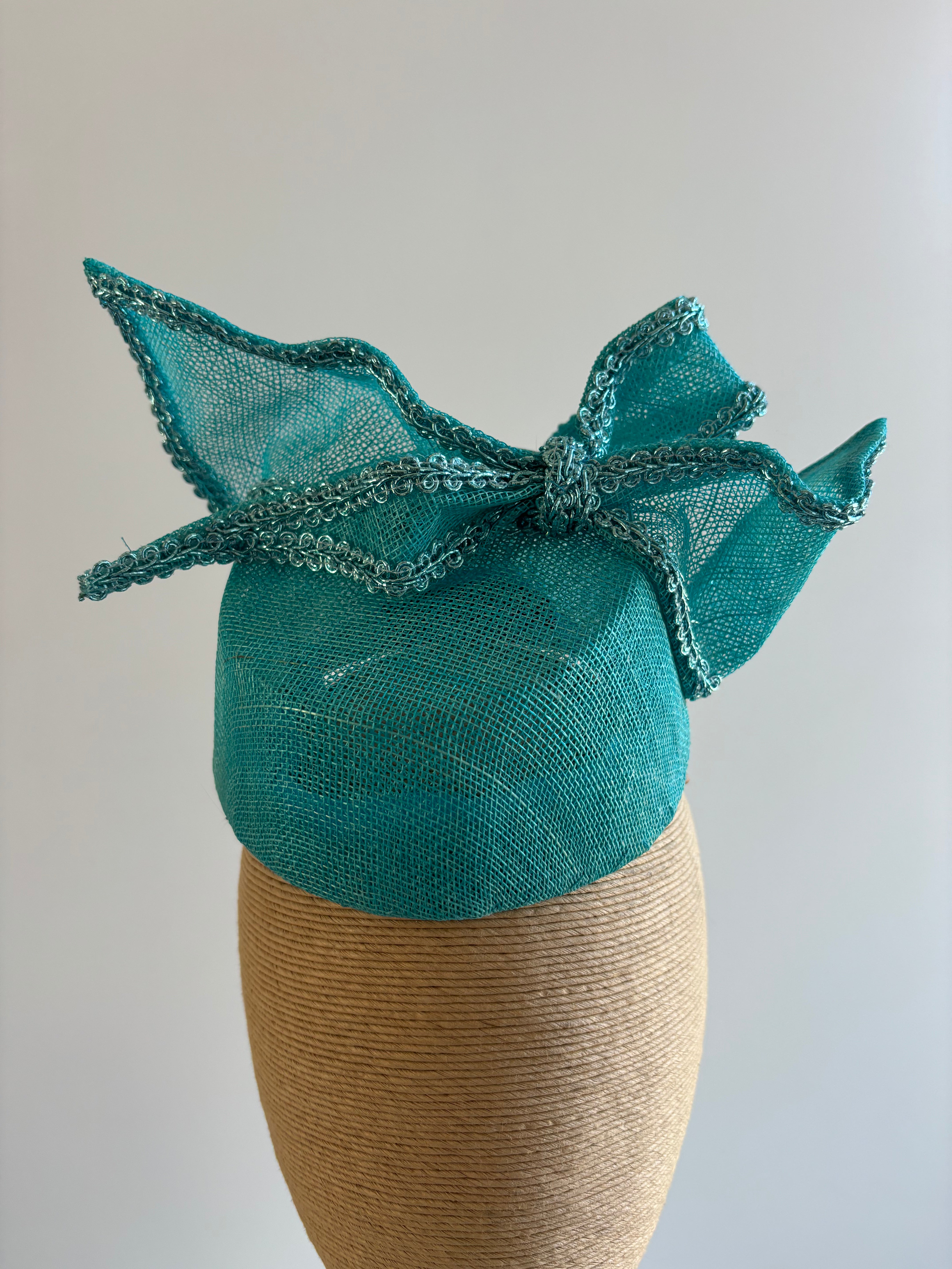 Aqua Sinamay Straw Bow Fascinator