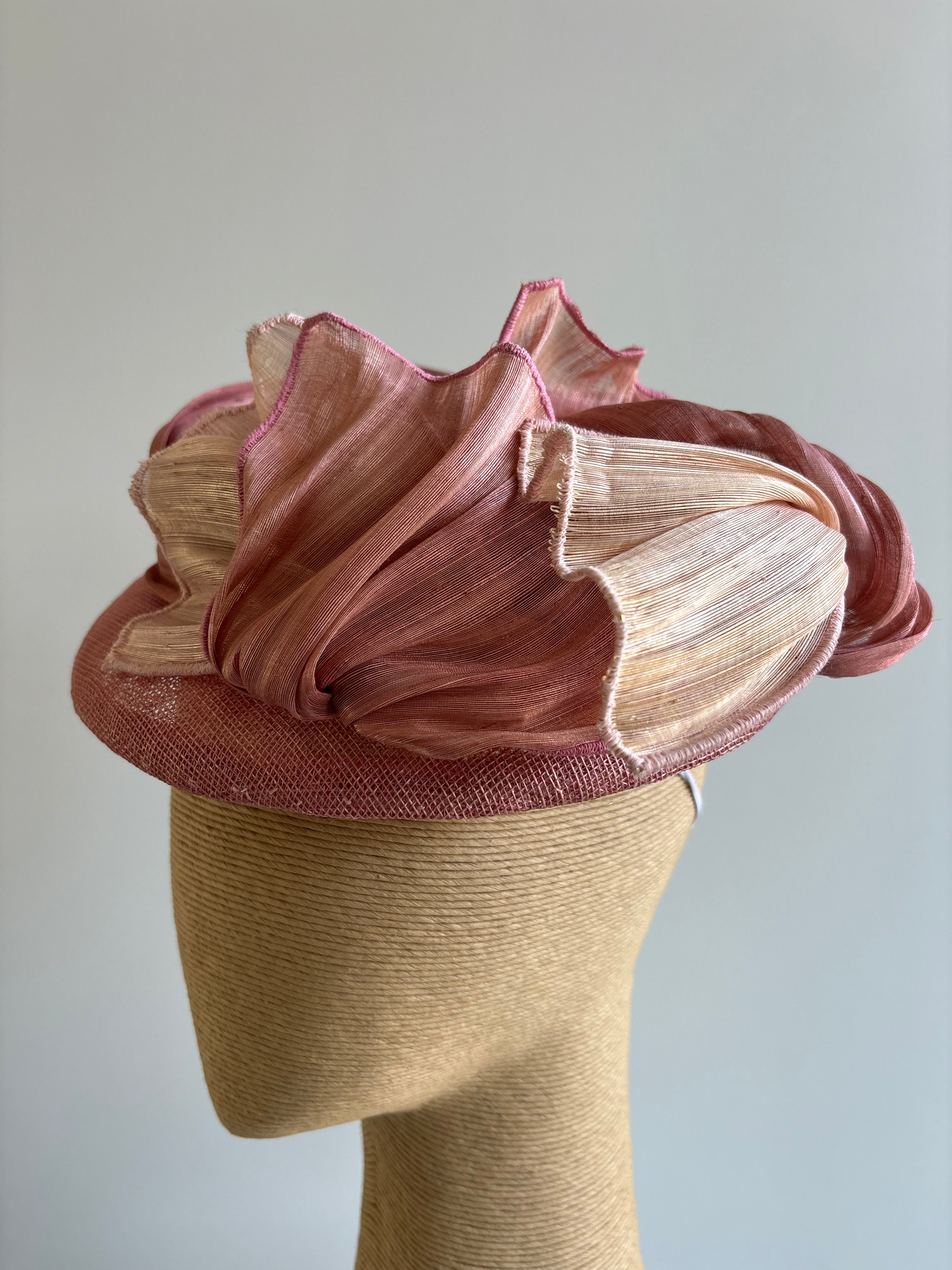 Dusty Pink Sinamay Hat with Silk Abaca Trim