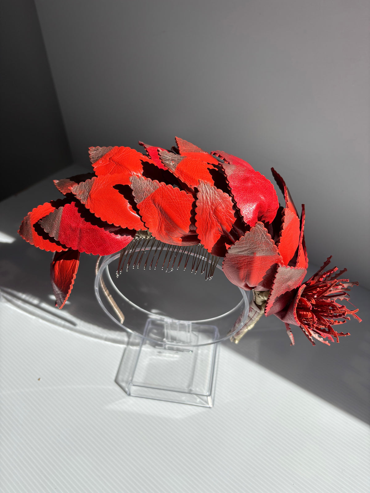 Leather Headpiece - Red