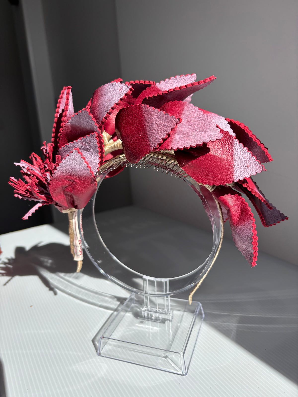 Leather Headpiece - Cherry Red