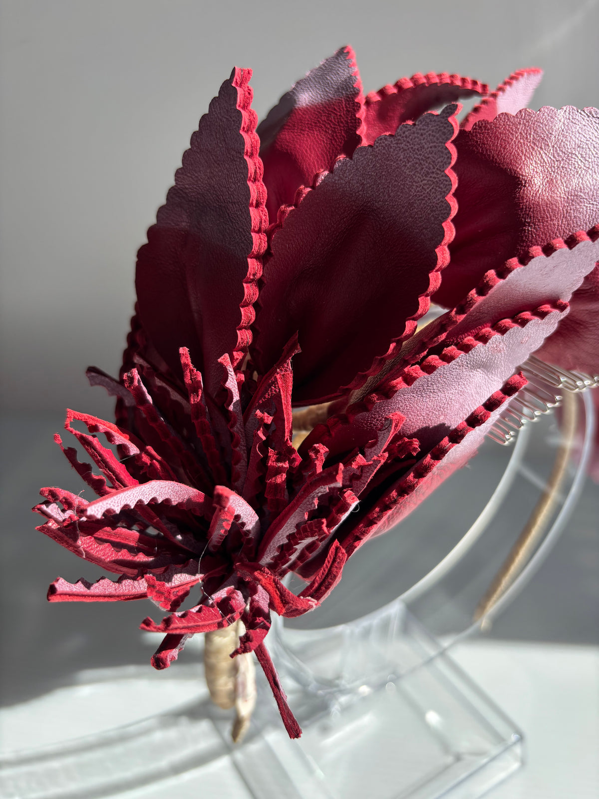 Leather Headpiece - Cherry Red